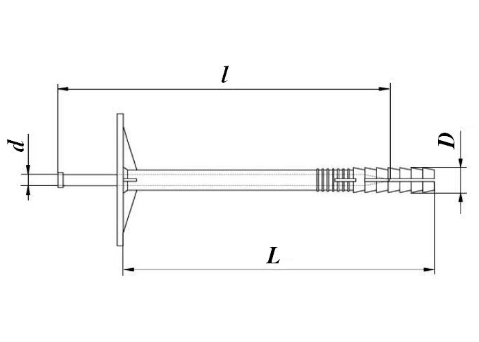 Дюбель для теплоизоляции с металлическим гвоздём, 90-200 мм.